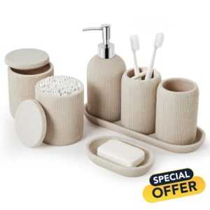 Bathroom Accessories Set - 7-Piece Resin Bathroom Set