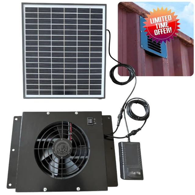 USA Containers Multi-Powered Shipping Container Wall Vent Fan – Solar + AC/DC 24/7 Exhaust