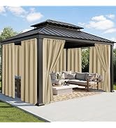 RichSets Outdoor Curtains for Patio Waterproof 6 Panels - Windproof, Privacy, Weatherproof Outsid...