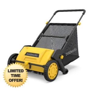 Push Lawn Sweeper 21" Walk Behind Leaf Collector for Lawn and Yard with 103L Hopper Bag Adjustable Height Grass & Leaf Picker for Lawn Cleanup