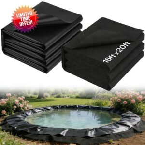 Heavy Duty Pond Liner Underlayment Combo - 15 X 20ft Non Woven Geotextile Fabric & 20 mil Pond Liners for Outdoor Ponds