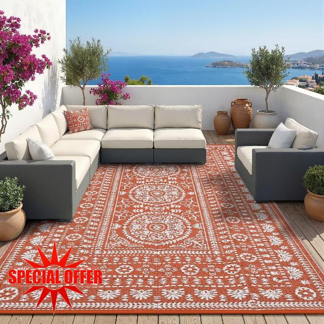 Garvee Reversible Outdoor Rug 6x9 for Patio