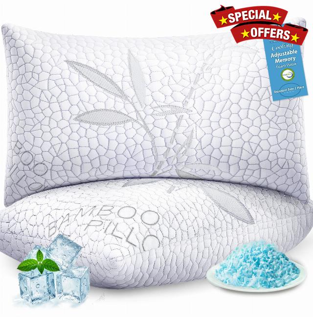 Adjustable Shredded Memory Foam Pillows King Size Set of 2