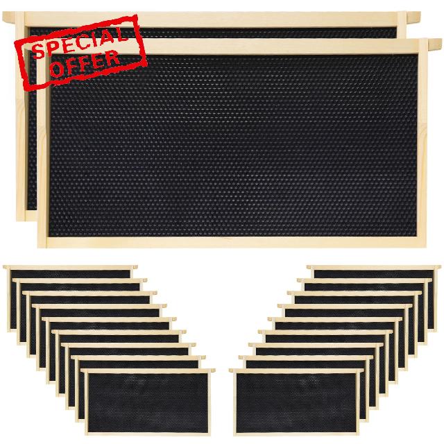 20 Pack Black Bee Deep Frames Unassembled