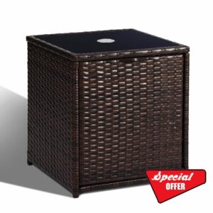 SUNNYPARK Outdoor Umbrella Side Table with 2 Weight Bags