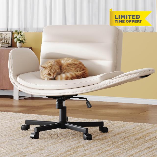 Criss Cross Chair with Flip-Up Arms & Swivel Wheels