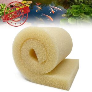 LemonRoad 12" x 40" x 2" Coarse Pond Filter Pad 20ppi Bulk Roll Aquarium Sponge Filter Pond Media Cut to Fit Reusable Activated Carbon Pads for Outdoor Garden Aquarium Fish Tank Filtratio