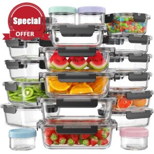 40 PCS Glass Food Storage Containers with Lids(20 Container & 20 Lid)
