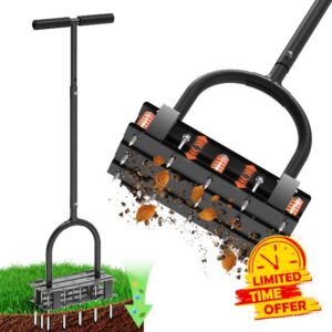 Aerator Lawn Tool - 2-in-1 Reinforced Heavy Duty Manual Lawn Aerator with 15 Spikes