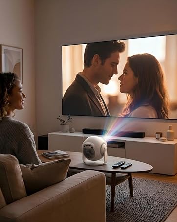 Smart Mini Projector with Android 14 OS, 1080P/4K/8K Video Decoding, WiFi 6 & Bluetooth 5.4, 270°...