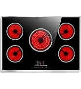 Pladeca 30 Inch Electric Cooktop, 4 Burner Electric Stove Top with Touch Control, 7800W Built-In ...
