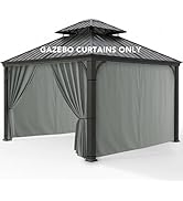 RichSets Patio Curtains Outdoor Waterproof - 10'Wx10'Lx7'H Weatherproof Pergola Outside Curtains,...