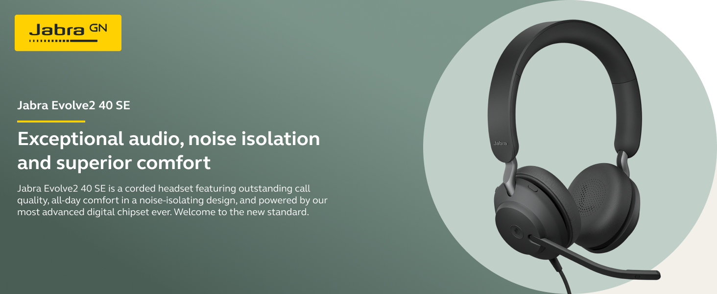 Jabra Evolve2 40 SE, Professional corded headset USB headset, Call control headset,, On-ear headband