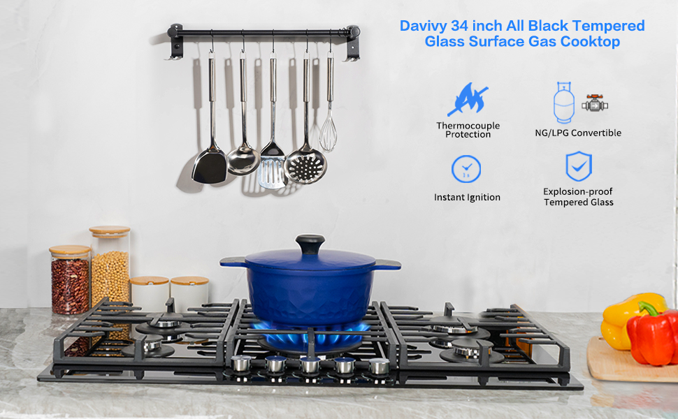 built in 5 burner cooktop