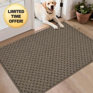 BEQHAUSE Dirt Trapper Door Mat Non-Slip Entryway Rugs Stain Resistant Absorbent Dog Doormats Woven-Look Washable Welcome Floor Doormat for Front Back Door