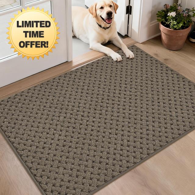 BEQHAUSE Dirt Trapper Door Mat Non-Slip Entryway Rugs Stain Resistant Absorbent Dog Doormats Woven-Look Washable Welcome Floor Doormat for Front Back Door