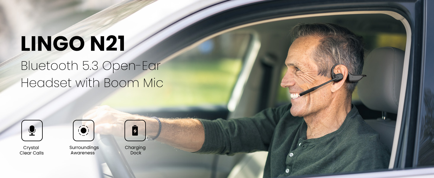 open ear headset with boom mic