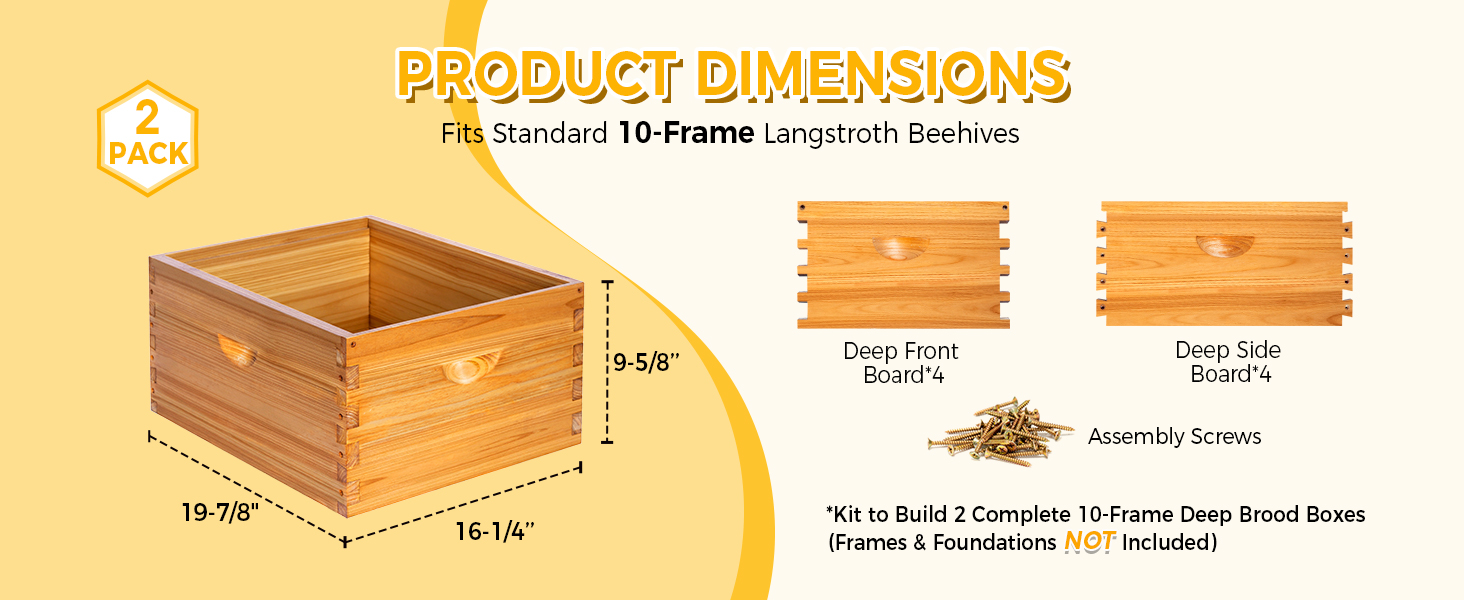 2 Pack 10-Frame Deep Beehive Box Boards