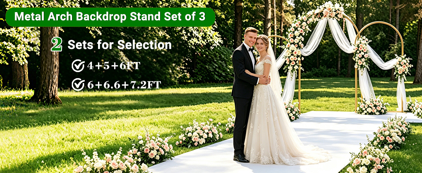 Metal Arch Backdrop Stand Set of 3
