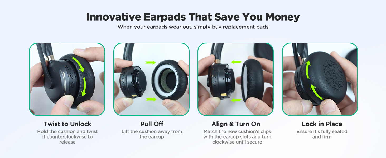 Wireless Headset with Mic for Work