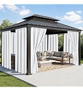 RichSets Outdoor Curtains for Patio Waterproof - 8 Panels Weatherproof Privacy Outside Curtains w...