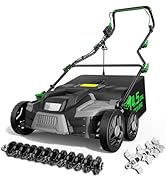 TIECTOWN 2026 Upgrade 16-Inch 15.5 Amp 2-in-1 Electric Dethatcher and Scarifier with 14.5-Gallon ...