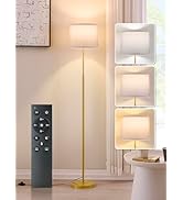 Hikczc 60" Modern Floor Lamp for Living Room Bedroom, Standing Lamp with Oatmeal Linen Lampshade,...