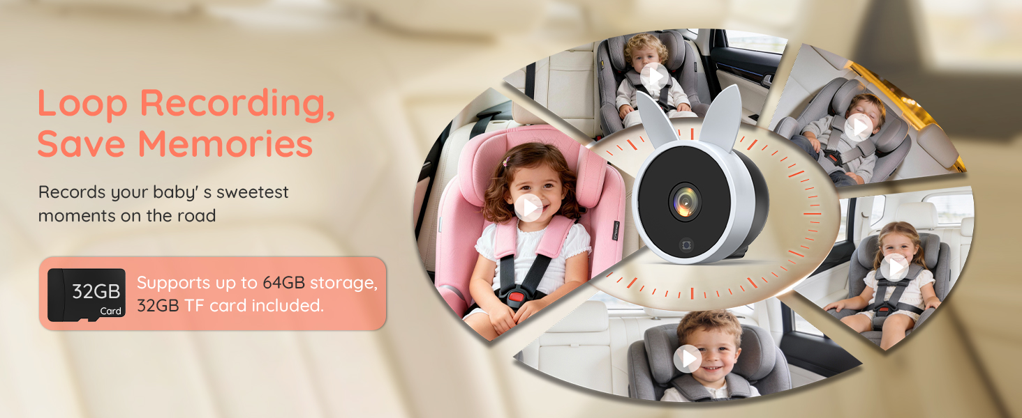 loop recording dual car camera baby monitor