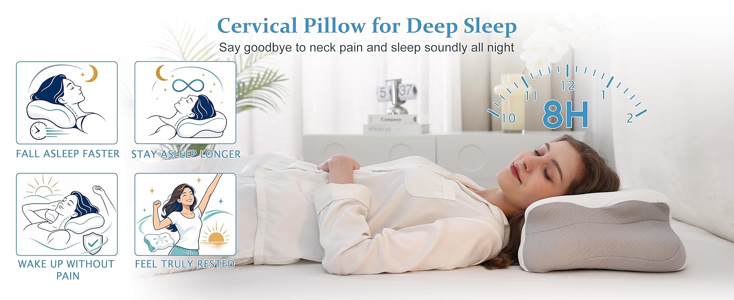 Cervical Neck Pillow for Pain Relief Sleeping Queen Size