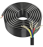 Lcrslitx 50FT 7 Way Trailer Wire - Heavy Duty 14 Gauge 7 Conductor RV Wiring Harness - 30% High-G...