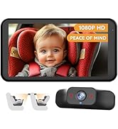 Babyvue Baby Car Mirror Camera for 2 Kids with IR Night Vision, 3X Zoom Car Camera for Baby 1080P...