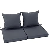 Summsun Outdoor Chair Cushions Set of 2, Waterproof Backrest and Deep Seat Cushion Set for Patio ...