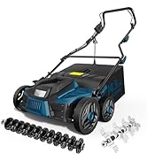 TIECTOWN 2026 Upgrade 16-Inch 15.5 Amp 2-in-1 Electric Dethatcher and Scarifier with 14.5-Gallon ...