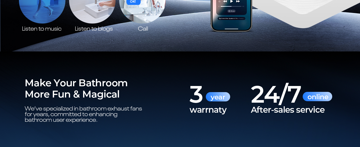 Bathroom Exhaust Fan With Light &Bluetooth Speaker