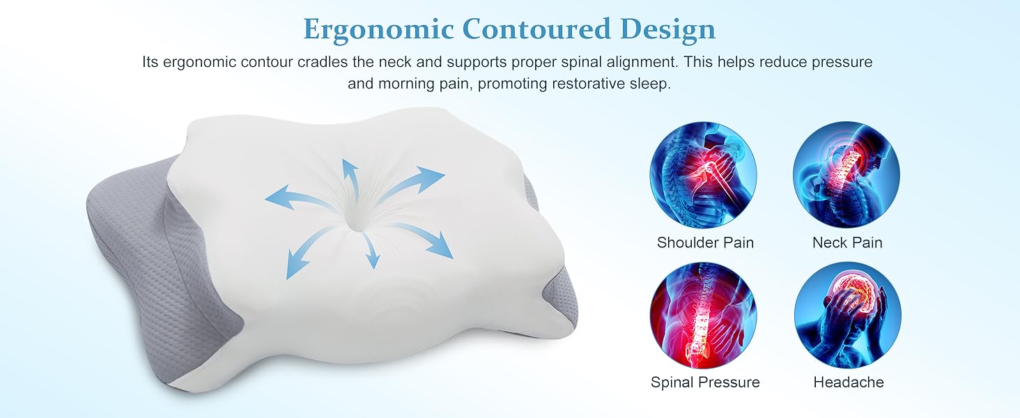 Cervical Neck Pillow for Pain Relief Sleeping Queen Size