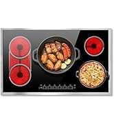 Pladeca 30 Inch Electric Cooktop, 5 Burner Electric Stove Top Touch Control, 8400W Built-in Ceram...