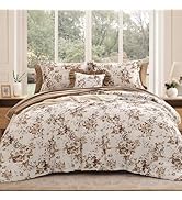 BLOOMHAVEN Queen Comforter Set -7 Pieces Floral Blue Comforter Set for All Seasons, Bed in a Bag ...