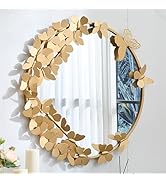 LOVNAHO Round Gold Mirror 24.5in Ornate Baroque Antique Bathroom Mirror Large Circle Vintage Mirr...