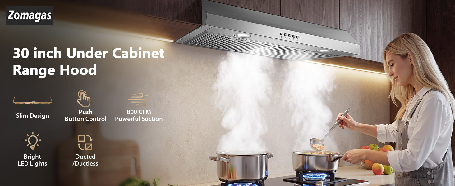 Zomagas 30 inch Under Cabinet Range Hood