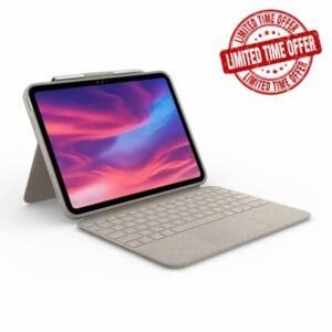 Logitech - Combo Touch Keyboard and Trackpad Case for Apple iPad - (10th Gen) with Detachable Backlit Keyboard - Sand (Renewed)