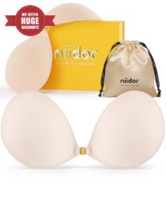 Niidor Magnetic Adhesive Bra Breathable Push up Reusable Strapless Sticky Bra Invisible for Backless Dress
