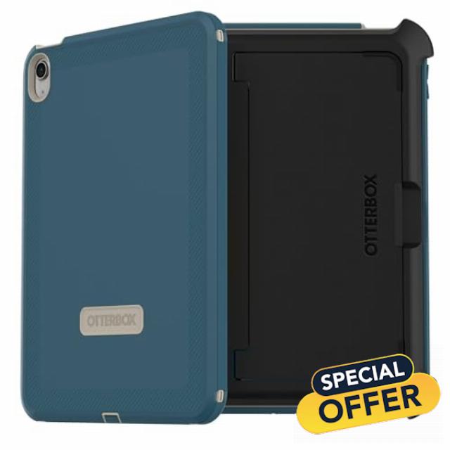OtterBox iPad (A16) & iPad 10th Gen (Only) - Defender Series Case - Baja Beach (Blue) - Screenless - Rugged & Durable - Multi-Layer Protection - Microbial Defense Protection - Non-Retail Packaging