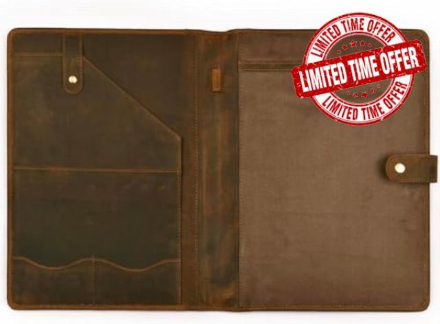 Hindoro Leather Portfolio Professional Organizer Padfolio with Business Card Holder