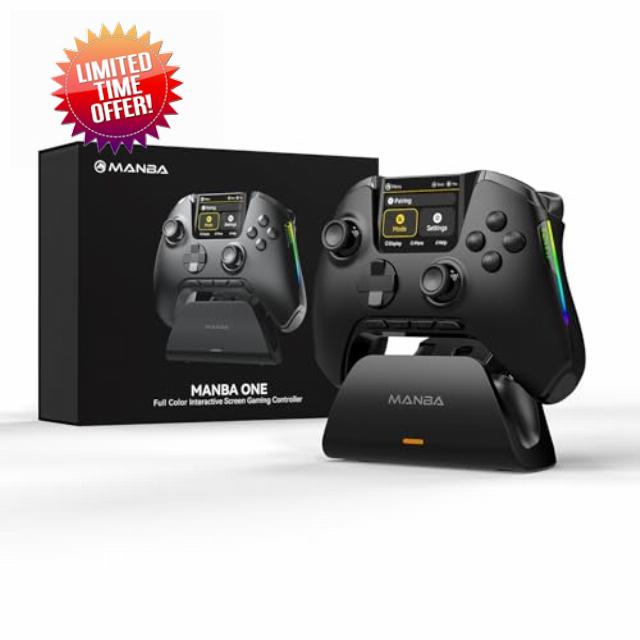 Manba One Built-in Display Wireless Controller for PC/Switch/Switch 2/iOS/Android with Charging Dock