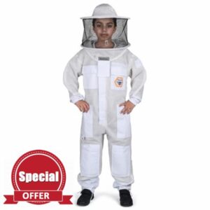 Kids Beekeeping Suit with Veil - 3 Layer Ultra Ventilated Bee Suit for Boys & Girls Sting Resistant Breathable Full Body Beekeeper Suit (BP-331 White 2XS)