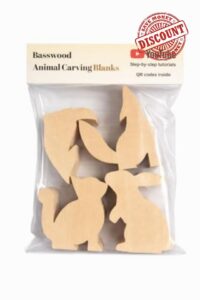SamanArtworks Beginner Wood Carving Kit with YouTube Tutorials (4 Animal)