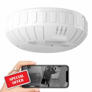 WiFi Fake Smoke Detector Camera PTZ Left/Right Rotation 350 Degrees 2K Security Cam Motion Detection Hidden HD Night Vision Spy