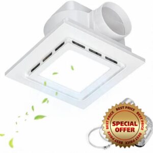 12" Ultra Quiet Bathroom Exhaust Fan with 6500K LED Light