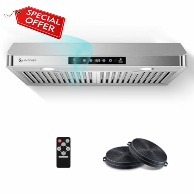 AMZCHEF 30" Under-Cabinet Range Hood - 1050 CFM Dual-Fan System
