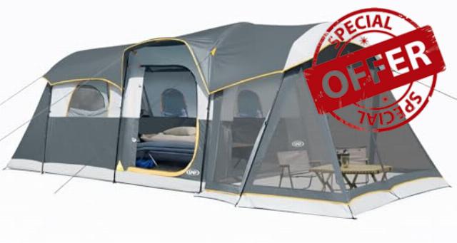 UNP Camping Tent 8 Person Waterproof Big Tunnel Tent with Screen Porch